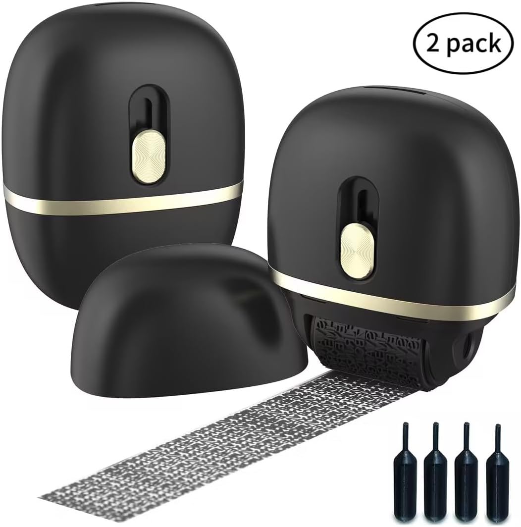 Identity Protection Roller Stamps 2 Pack Black