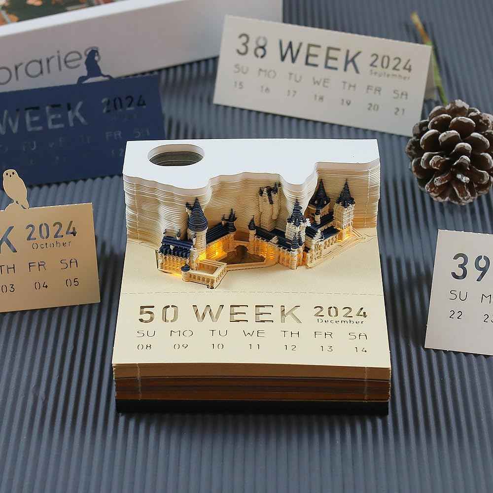 2026 Time Piece 3D Castle Desk Calendar With Led Lights