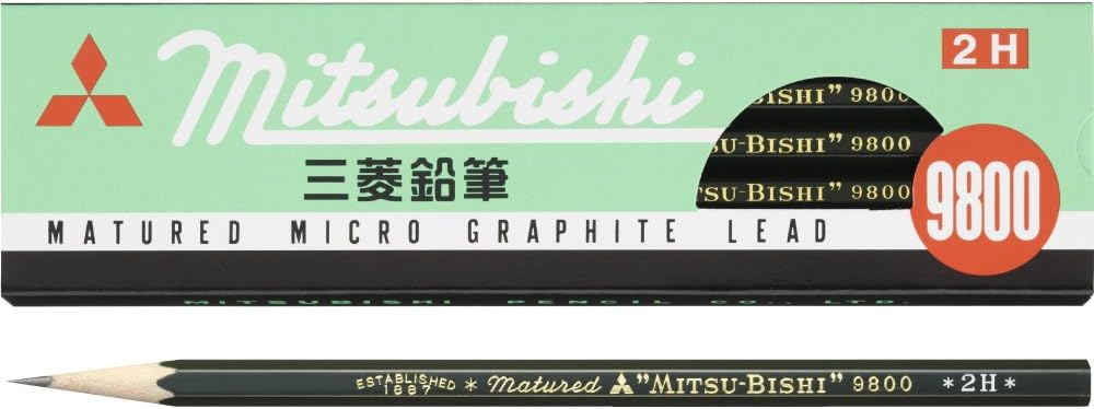 Crayon Mitsubishi 9800, 2H, paquet de 12