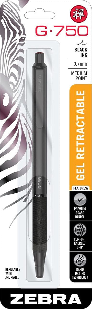 Zebra Pen G-750 Retractable Gel Pen Plus Black and Blue Refill