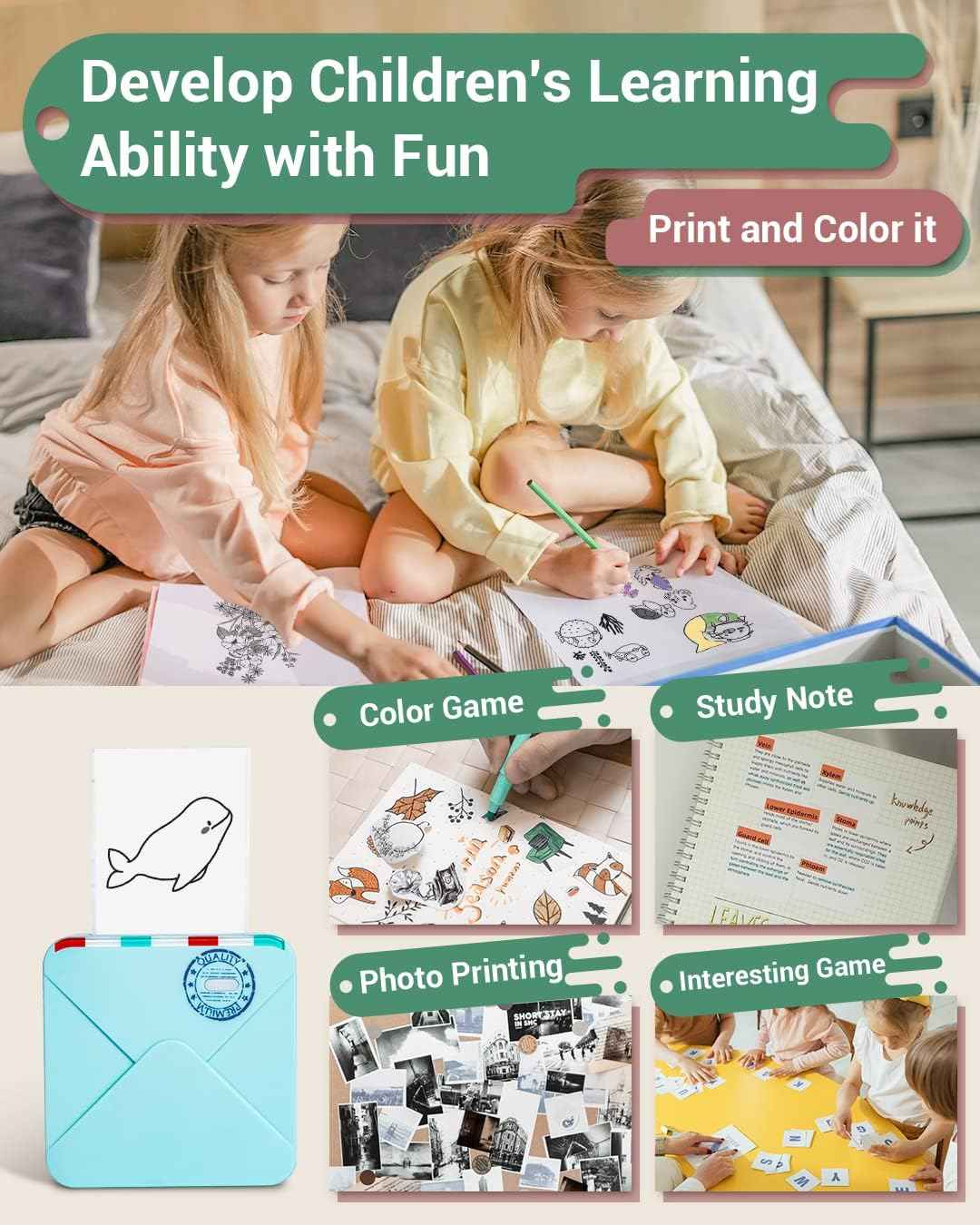 Phomemo M02S HD Bluetooth Thermal Photo Printer with 1 Roll Paper