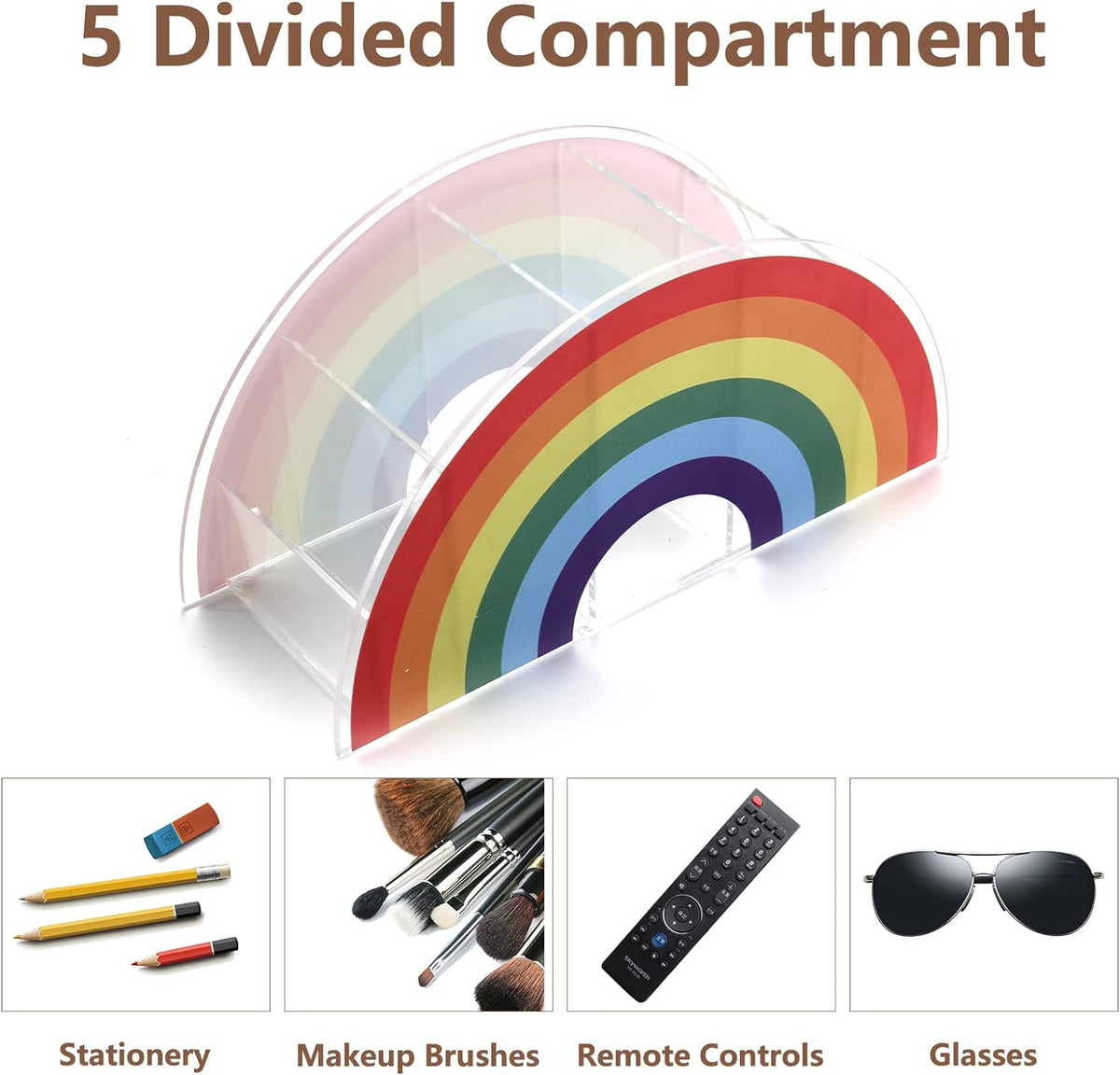 Rainbow Acrylic Pen Pencil Holder Clear Desk Organizer