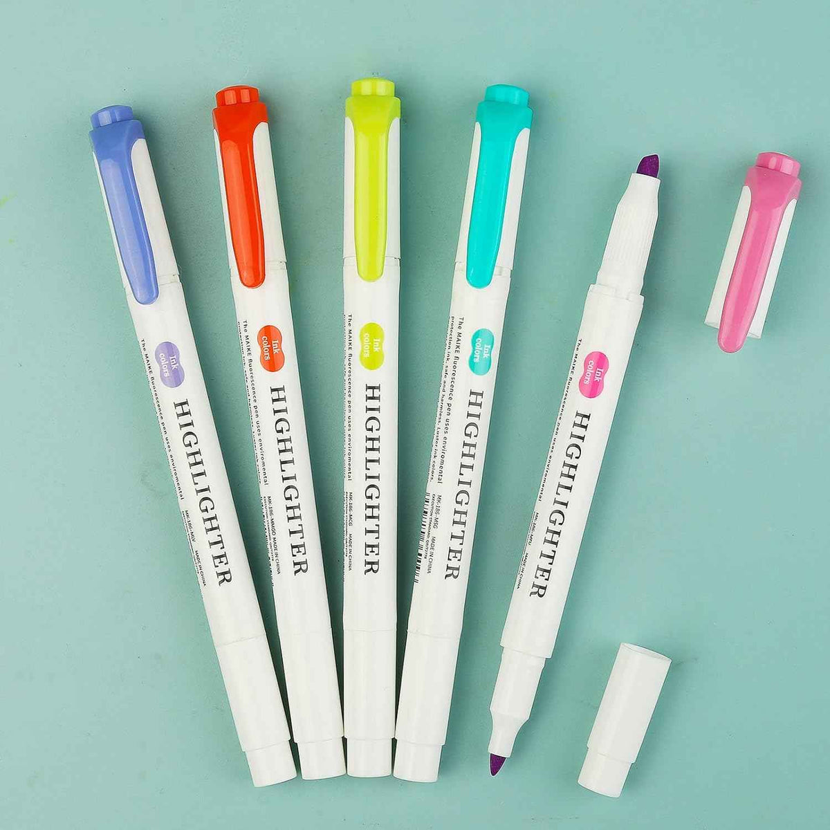 MAIKE Real Mild Pastel Highlighters 5 Sunny Colors Markers
