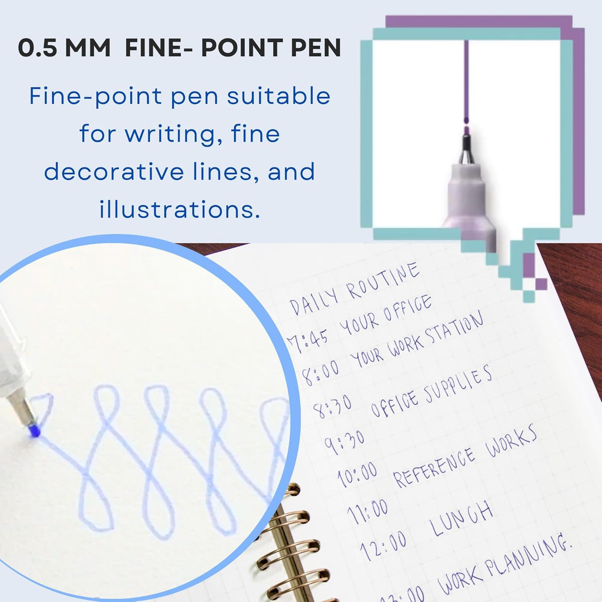 SUN-STAR Dot é Pen Square Dot and Fine- Point Marker Pen