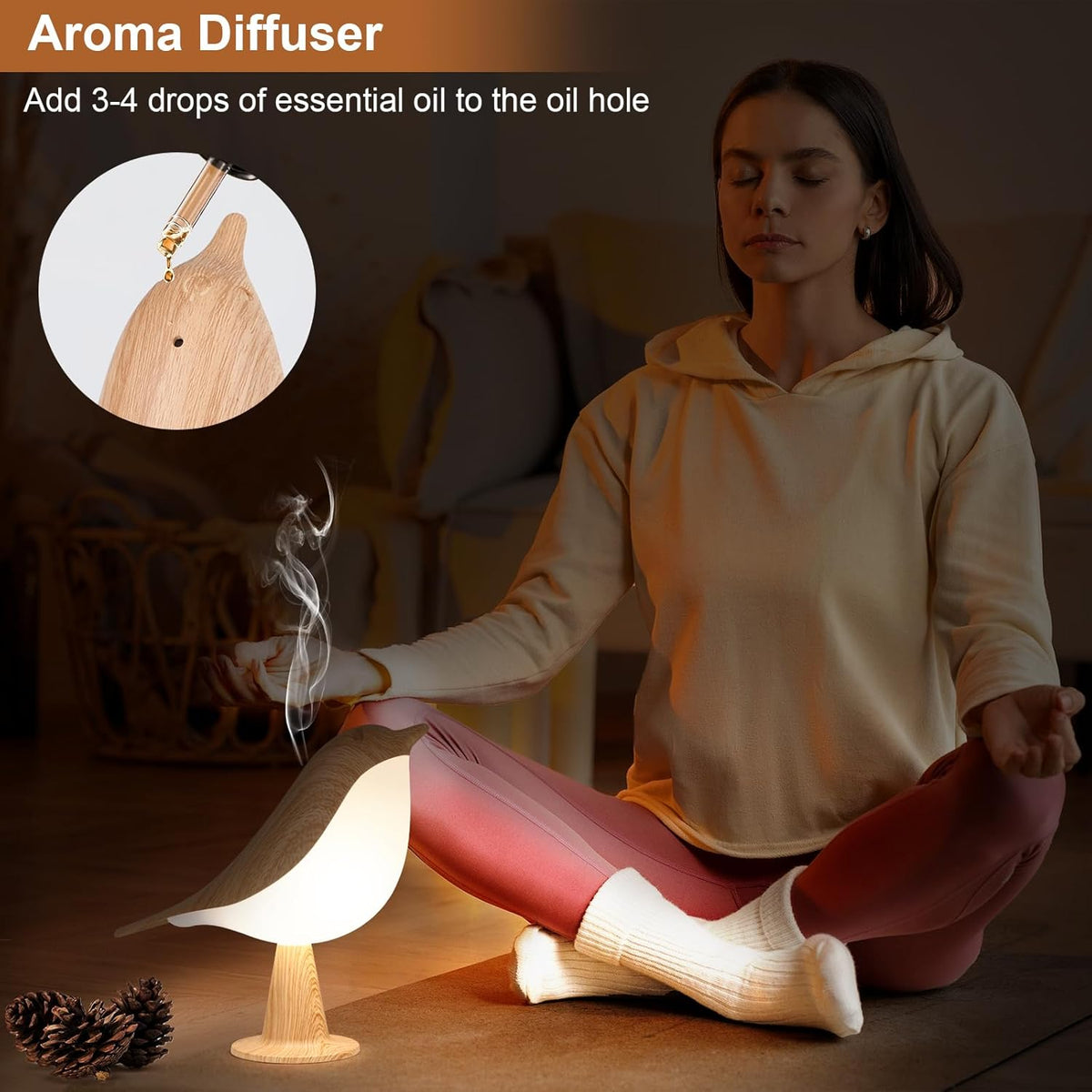 Rechargeable Bird Table Lamp Cordless Touch Dimmable Night Light