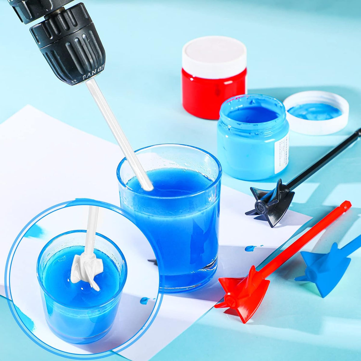 12Pcs Helix Paint Mixer Drill Attachment