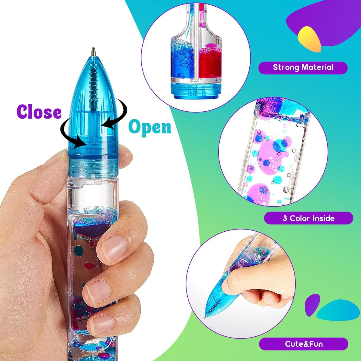 3Pcs Liquid Motion Bubbler Fidget Pens