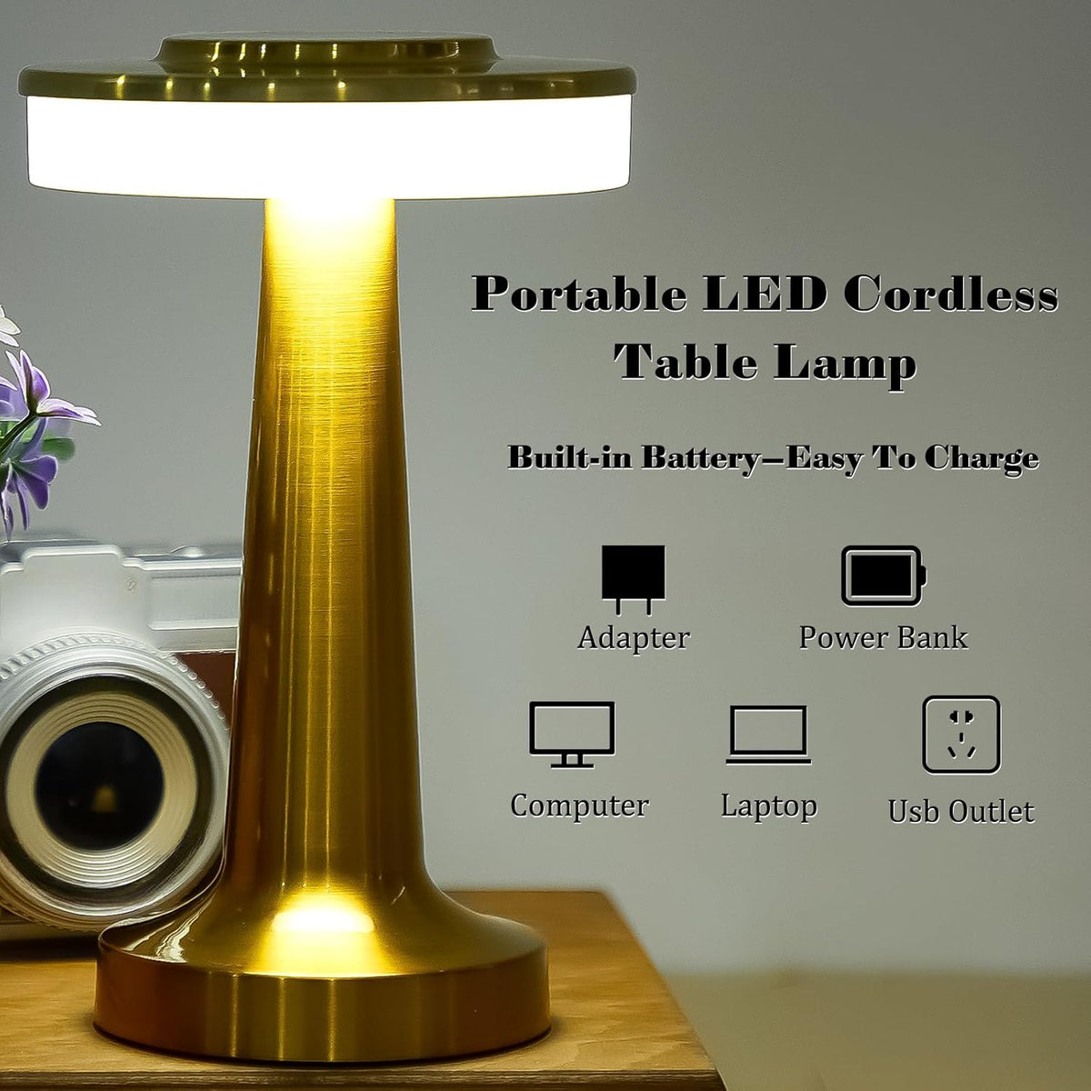 4Pcs Portable Cordless Table Lamp with Touch Sensor Rechargeable