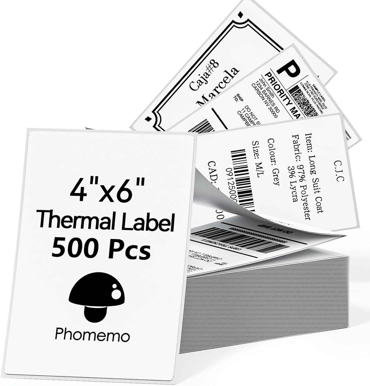 Phomemo 4x6 inch thermisch direct verzendlabel, waaiergevouwen 500 labels