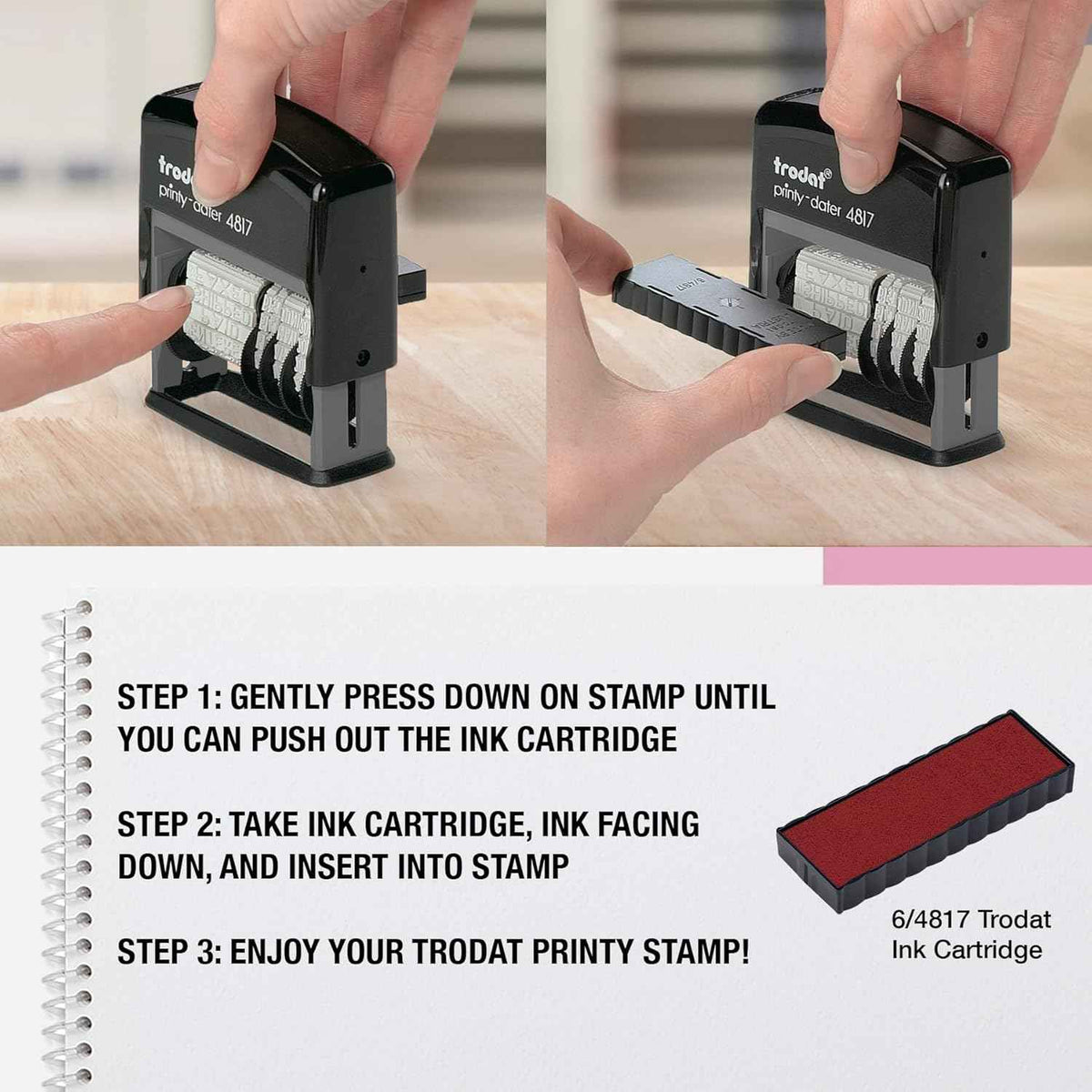 Trodat Printy-Dater 4817 Rubber Date Stamp – Self Inking
