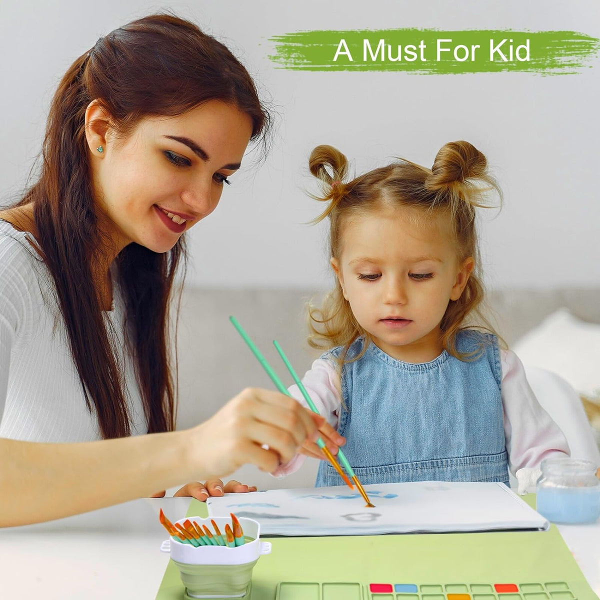 Kids Silicone Art Painting Mat with Water Cup Brushes