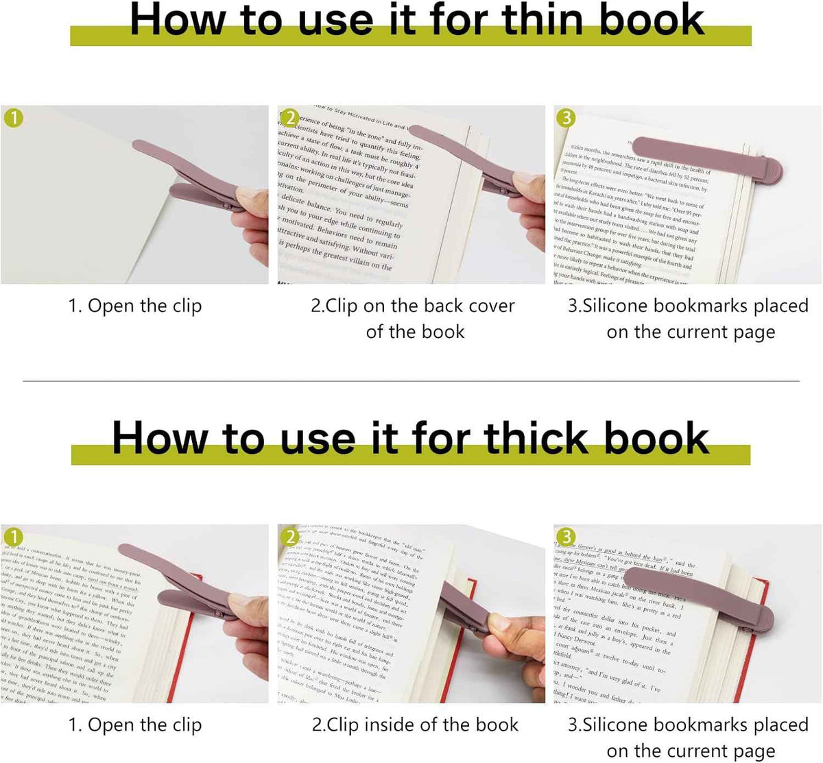 6pcs Automatic Silicone Bookmarks for Reading Women Men Book Lovers