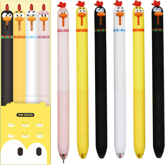 8PCS Cute Retractable Chicken Rollerball Gel Pens