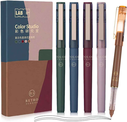 5 stuks vloeibare rollerballpennen ultrafijne punt zwarte inkt, Vantage Color