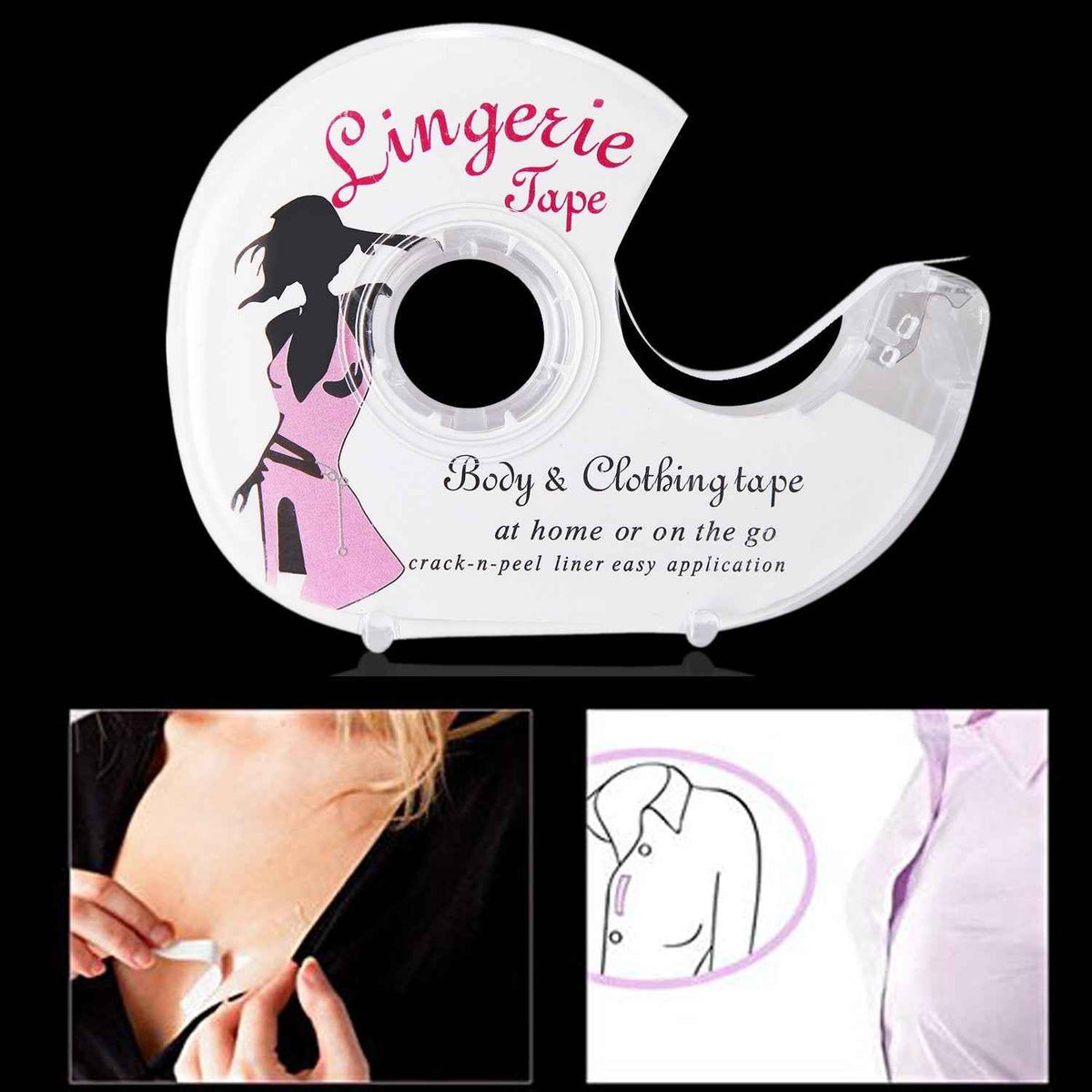 Double Sided Body Clothing Invisible Lingerie Tape Dispenser 4 Pack
