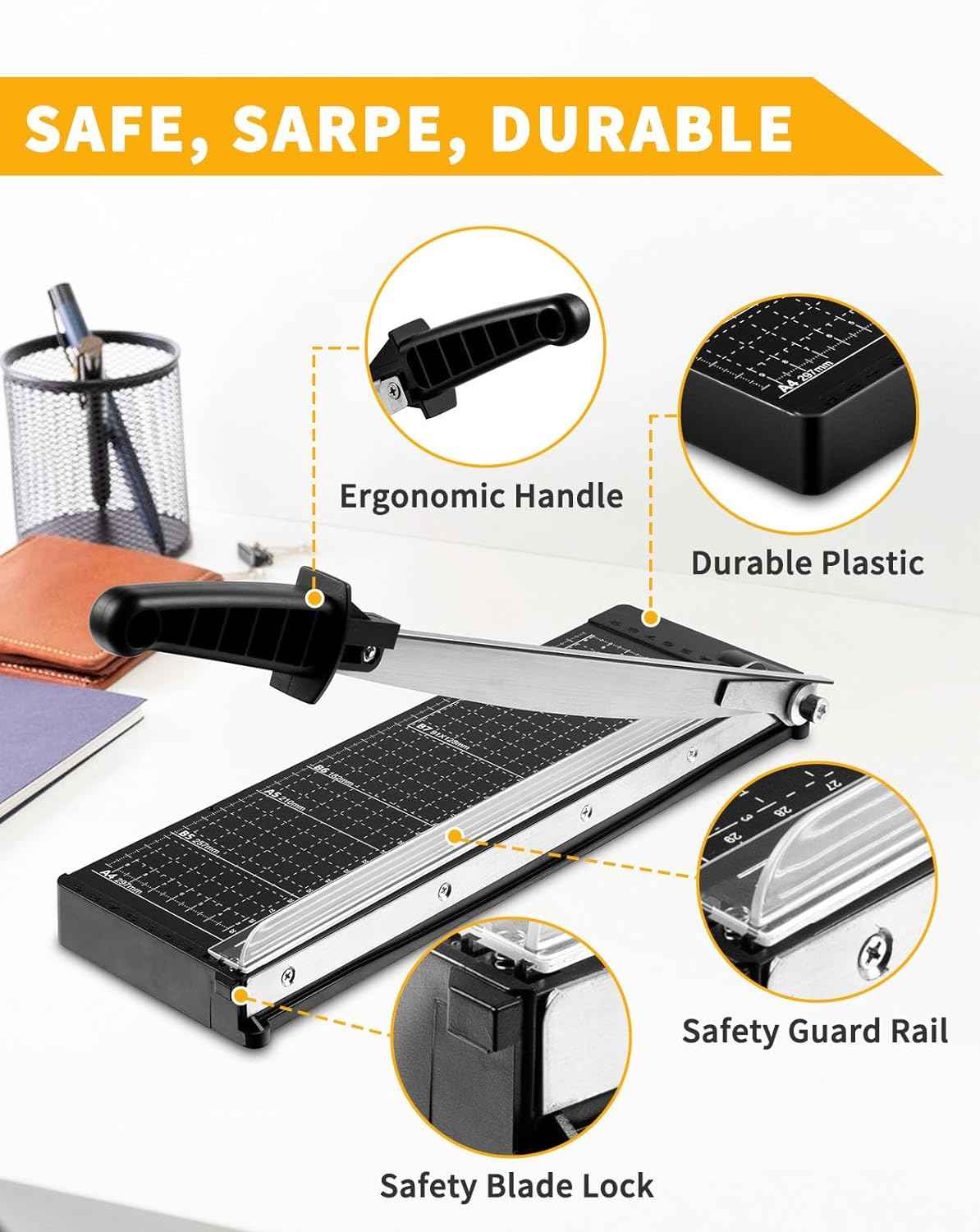 Portable Heavy Duty 12" Guillotine Paper Cutter Trimmer