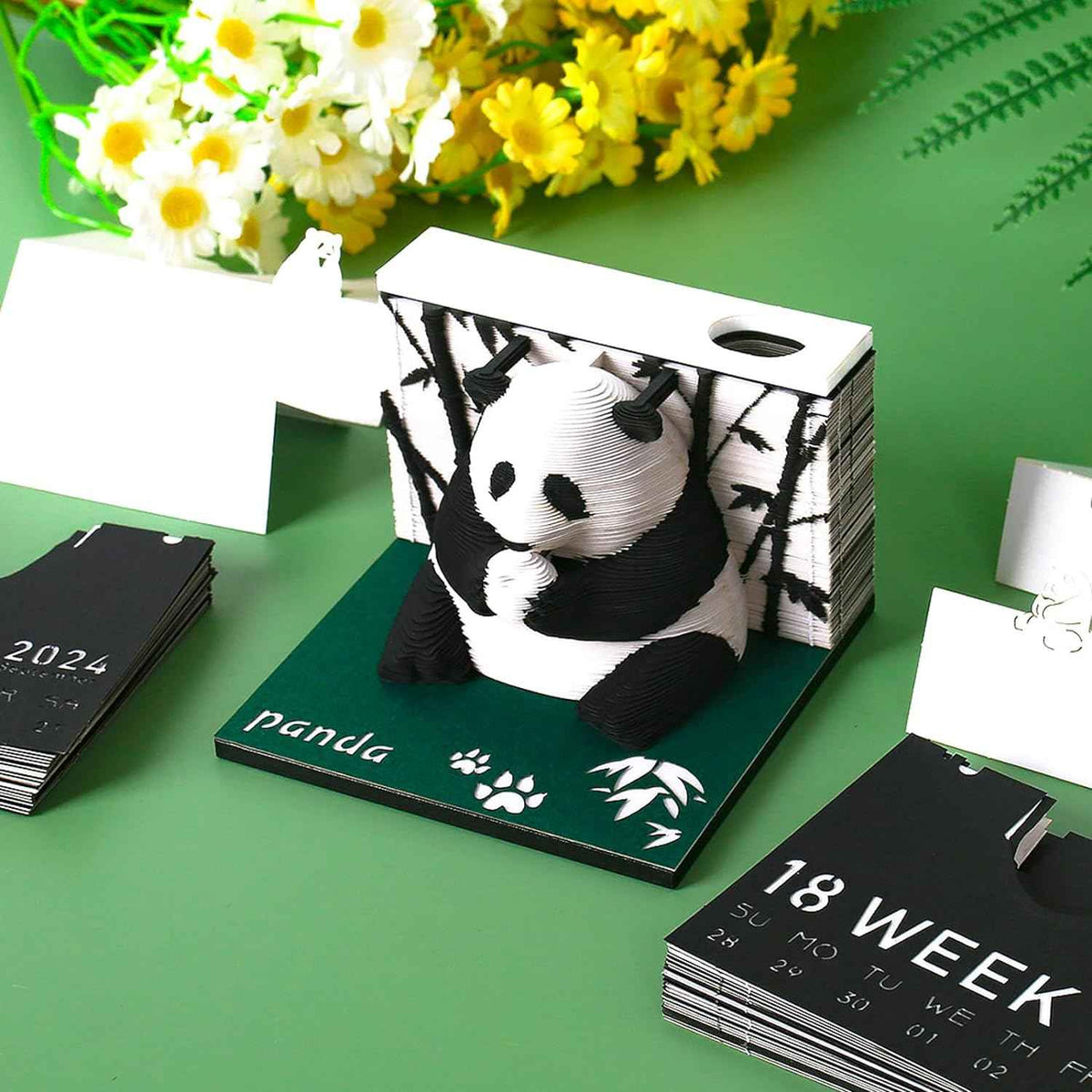 2026 Time Piece Panda 3D Calendar Memo Pad with Pen Holder