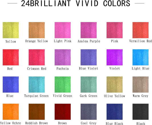 MAIKEDEPOT 24 Colors Watercolor Brush Pens with 1 Blending Brush