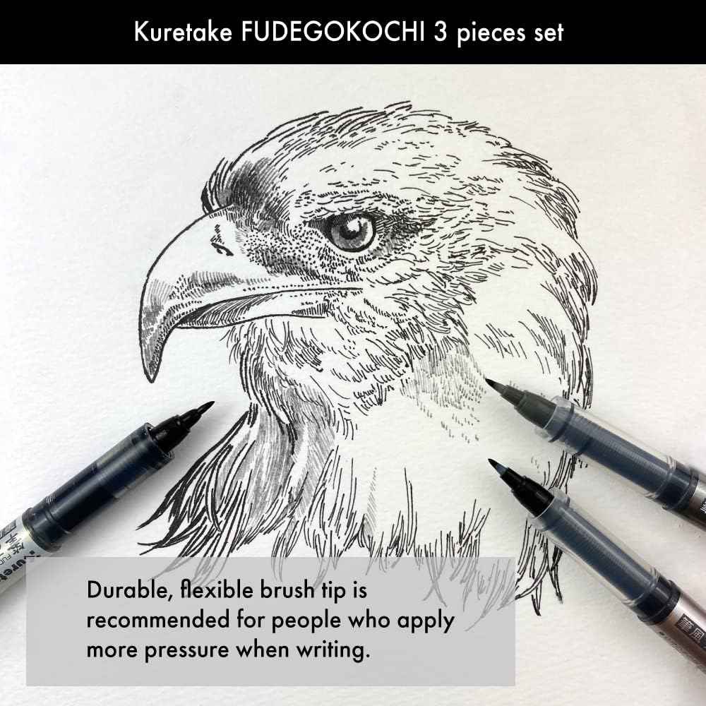 Kuretake Zig Inktober Brush Pen Set for Manga Drawing Calligraphy 3 Pack