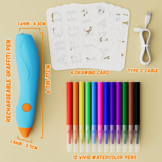 Graffiti Paint Markers,12 Colors Washable Watercolour Spray Paint Pen