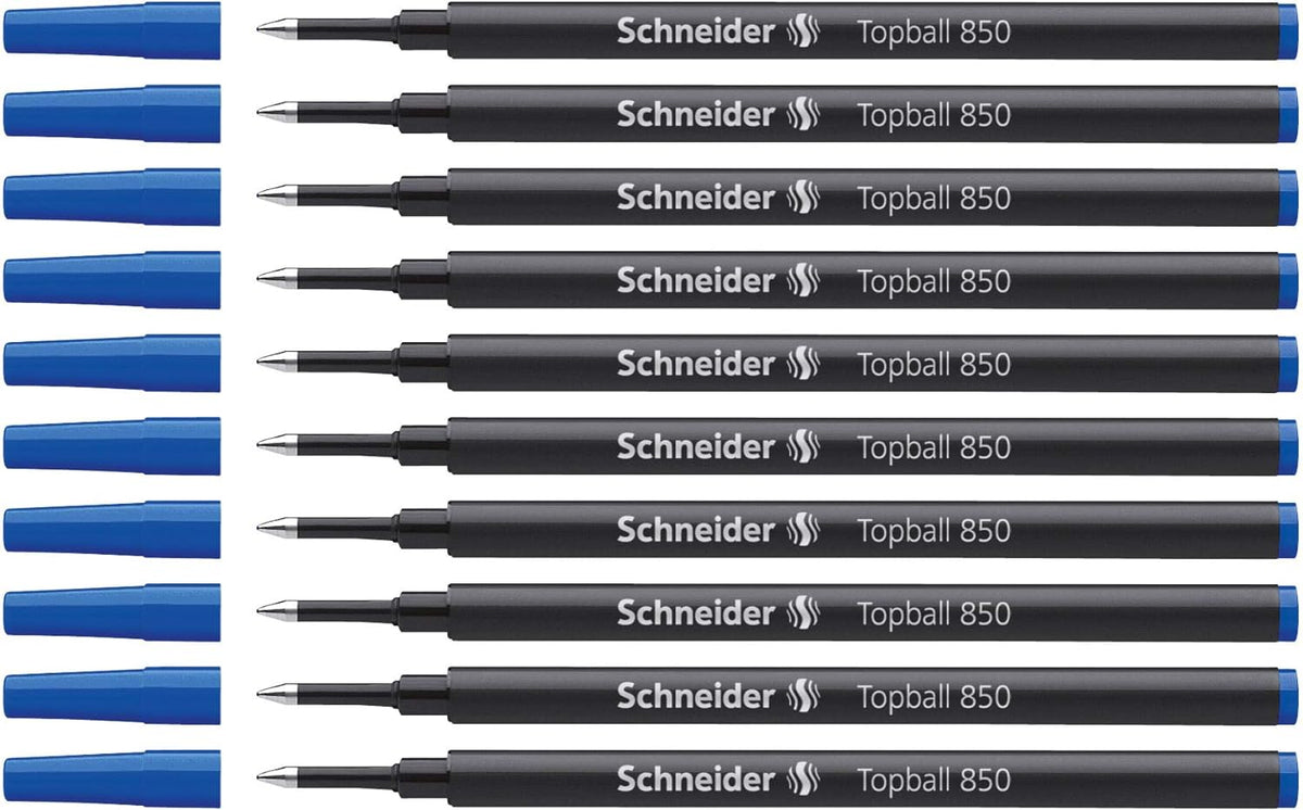 Schneider Topball 850 Rollerball Refills,0.5mm,10 Pack Blue