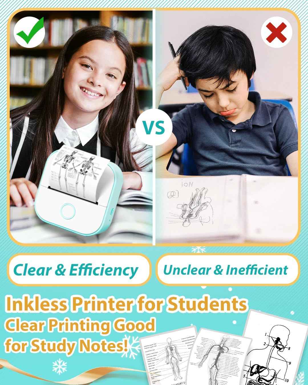 Phomemo T02 Inkeless Bluetooth Thermal Sticker Printer with 1 Roll Paper