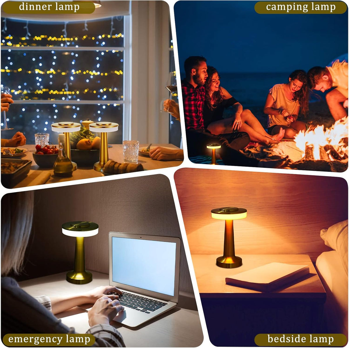 4Pcs Portable Cordless Table Lamp with Touch Sensor Rechargeable