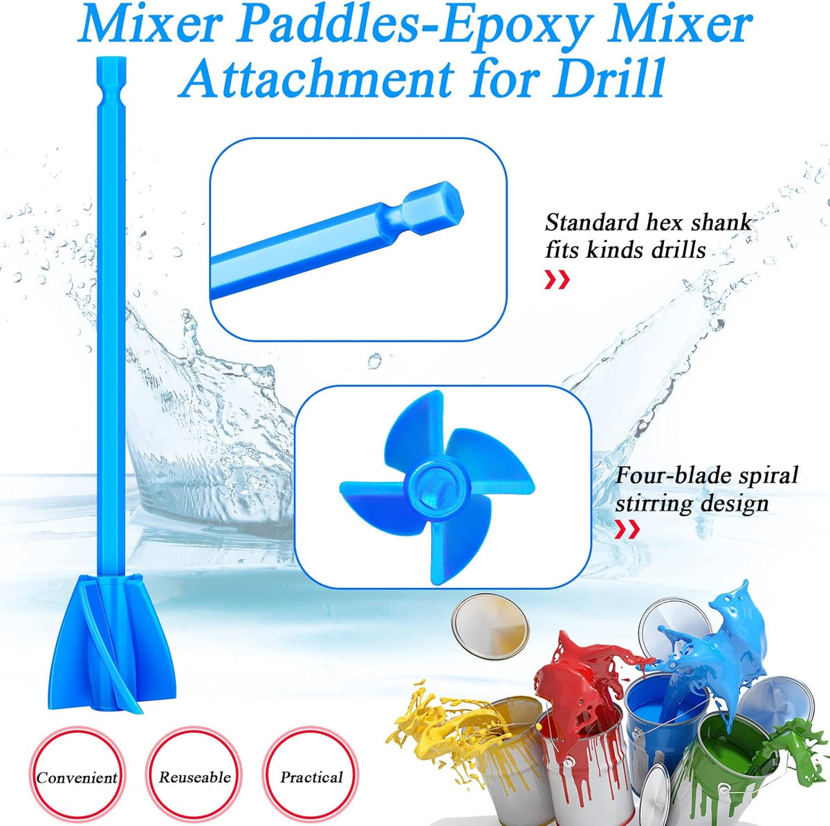 12Pcs Helix Paint Mixer Drill Attachment