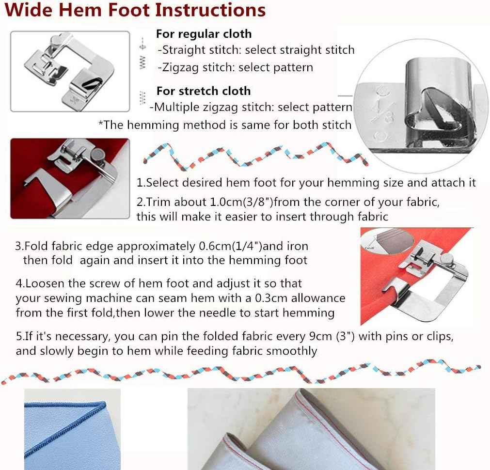 Sewing Hemming Set 6Pcs Wide Narrow Rolled Hem Presser Feet