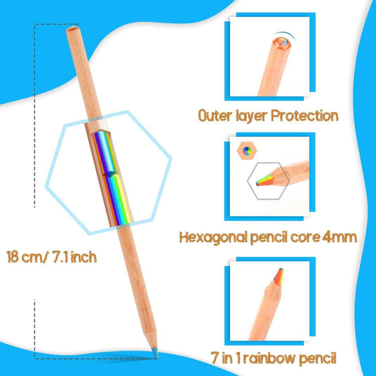 30PCS Wooden 7IN1 Rainbow Colored Art Drawing Pencils
