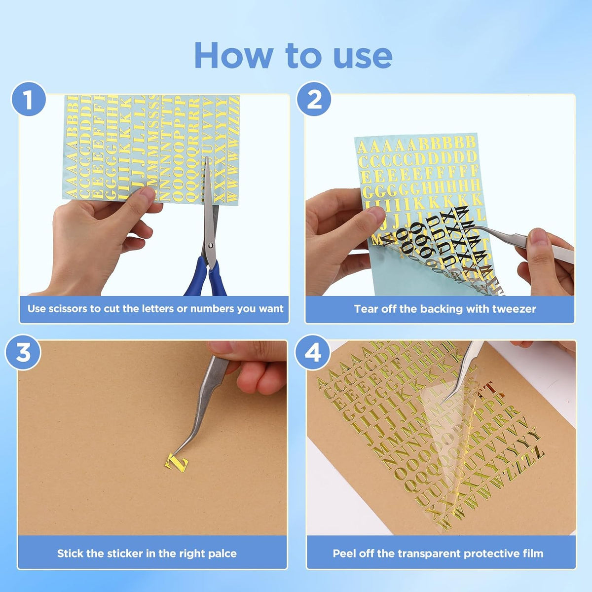 9mm Alphabet Number Stickers Self Adhesive 6 Sheets