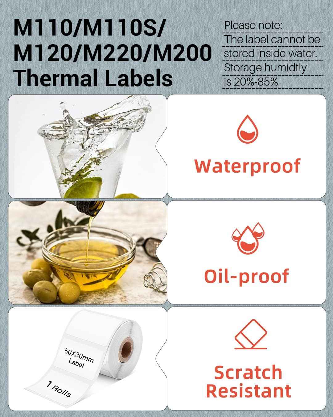 Étiquettes thermiques Phomemo pour M110/M221/M220/M120/M200,50x30mm