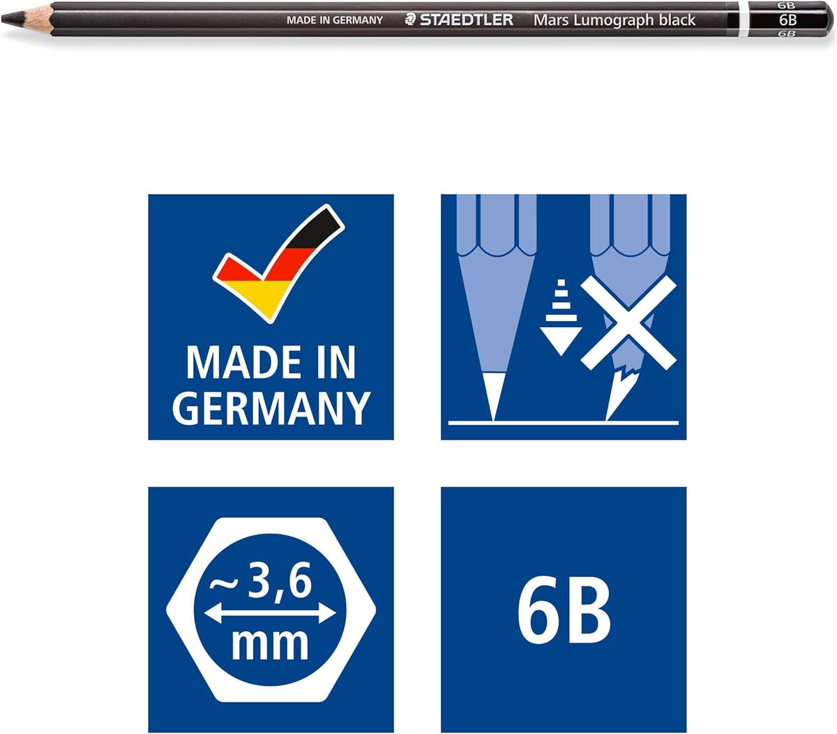STAEDTLER Mars Lumograph Black Art Pencils,100B-6B,12 Pack