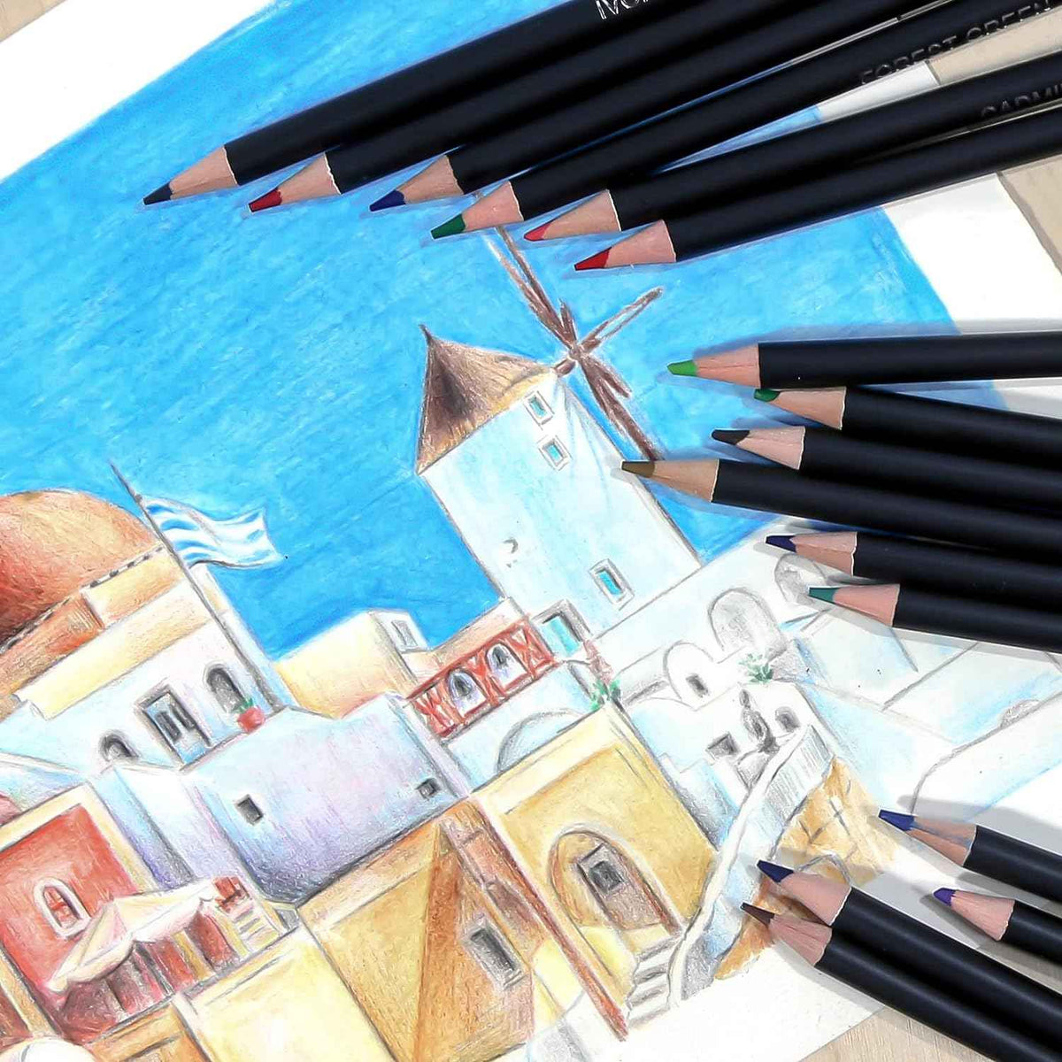 H&B 72 Colored Pencils Kit Oil Based with Zipper Storage Case