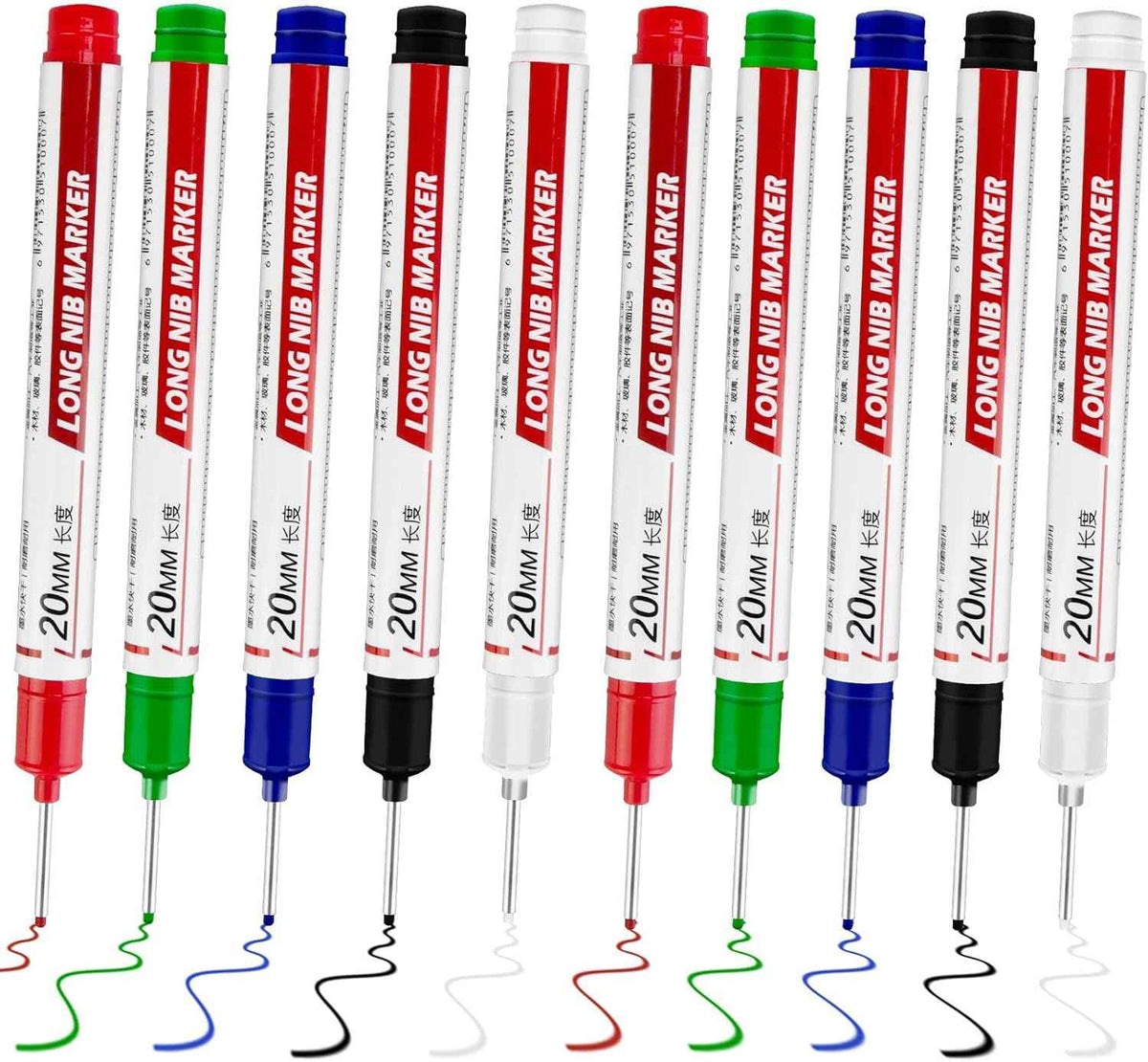 10Pcs Long Head Deep Hole Marker - Long Nib Marker Pen