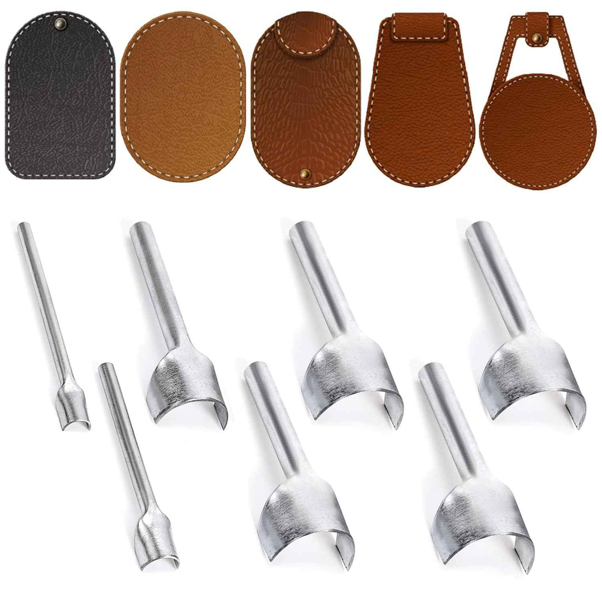 7pcs 1/2 Round Leather Edge Cutter Punch 10-40mm