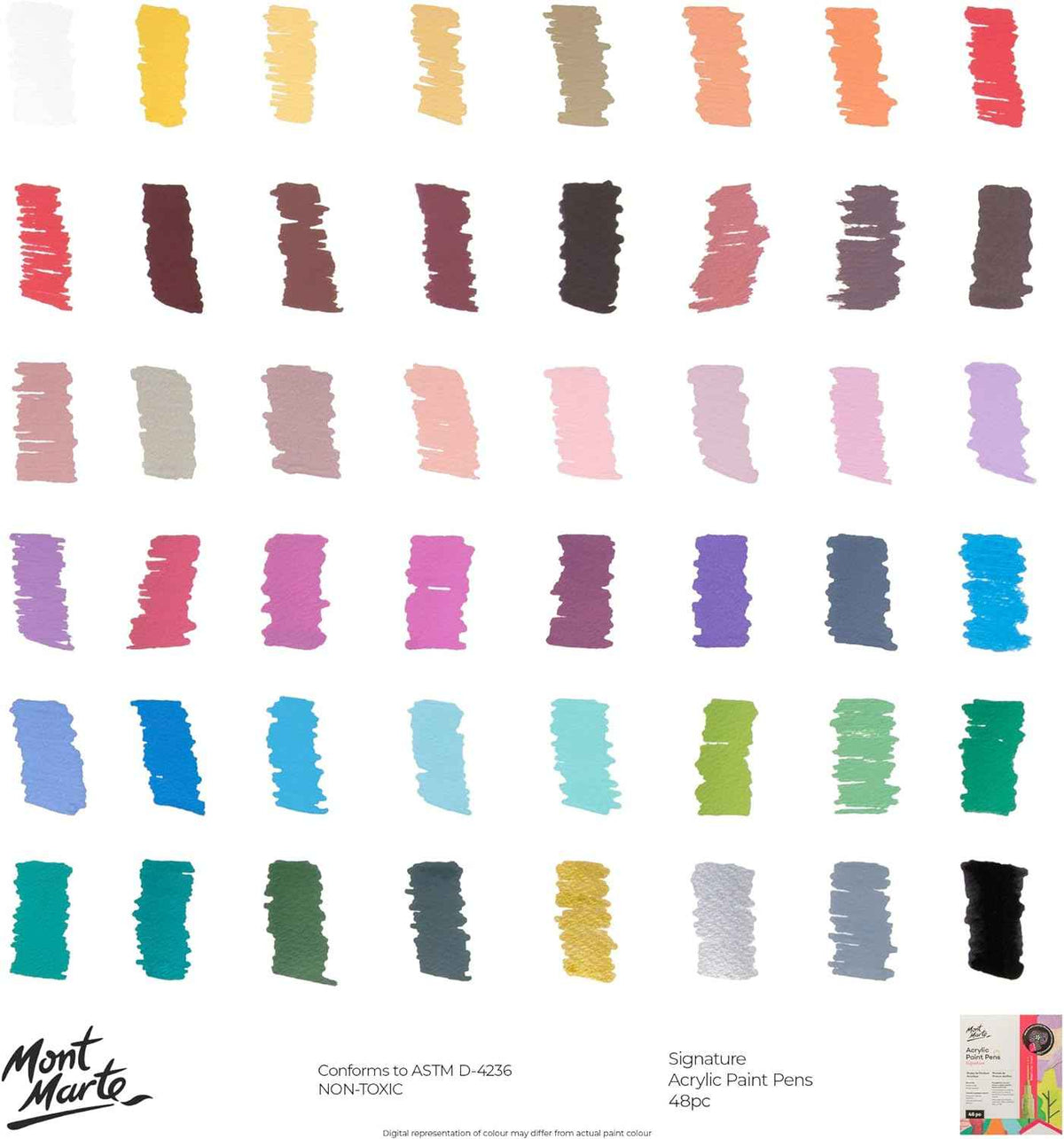 Stylos à peinture acrylique Mont Marte Signature, 48 pièces, pointe ronde (3 mm)