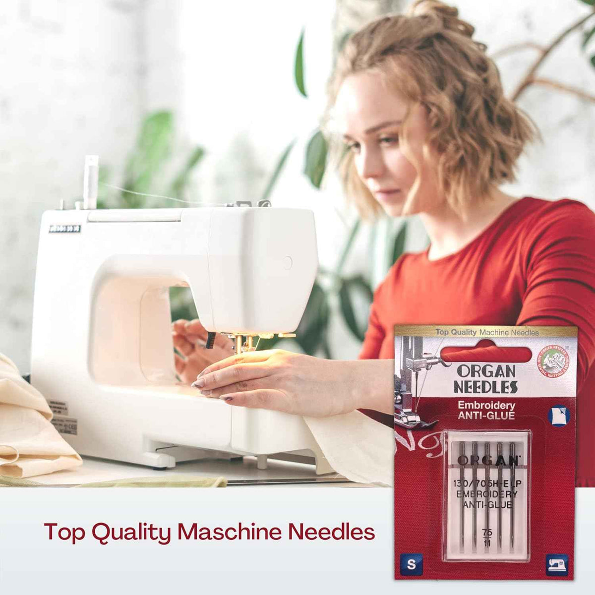 10PCS Organ Anti-Glue Sewing Machine Needles Non-Stick 75/11 Size