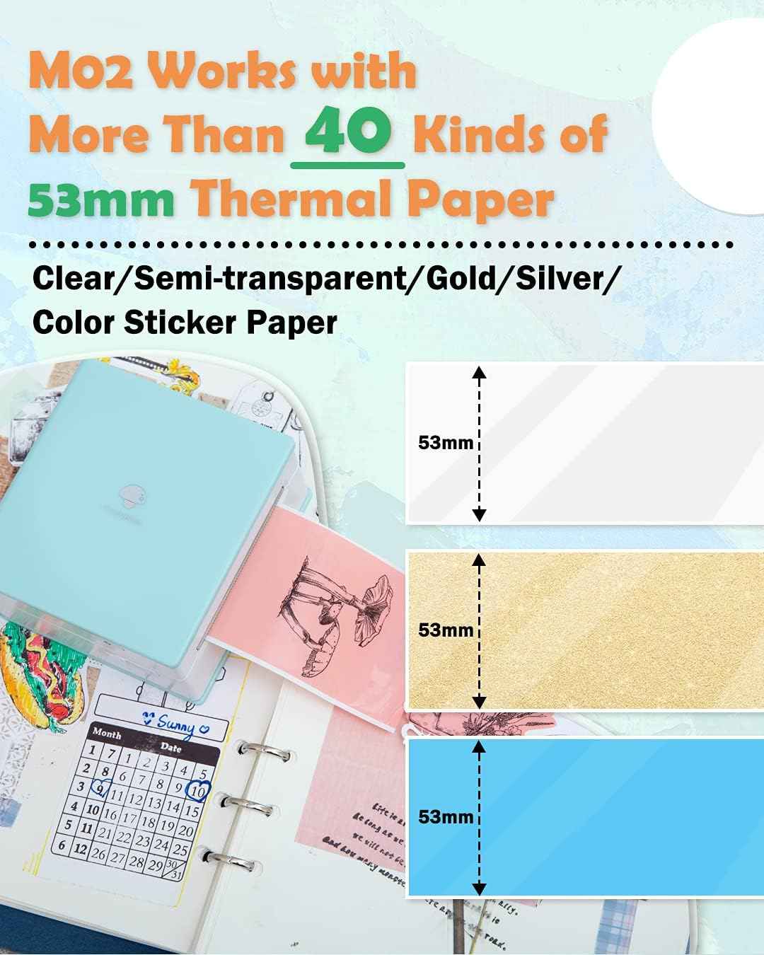 Phomemo M02 Sticker Printer Portable Thermal Label Printer with 1 Roll Paper