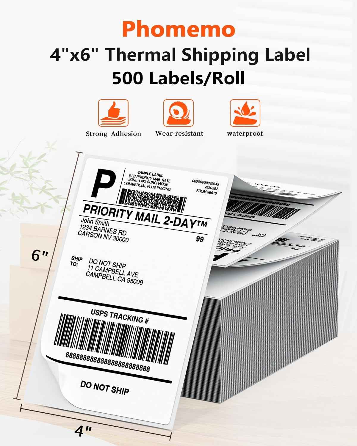 Phomemo 4x6 inch thermisch direct verzendlabel, waaiergevouwen 500 labels