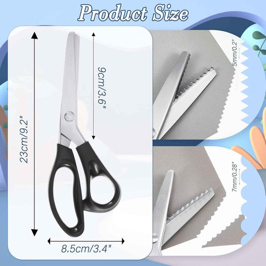 2Pcs Pinking Shears Scissors for Fabric Cutting 7mm 5mm