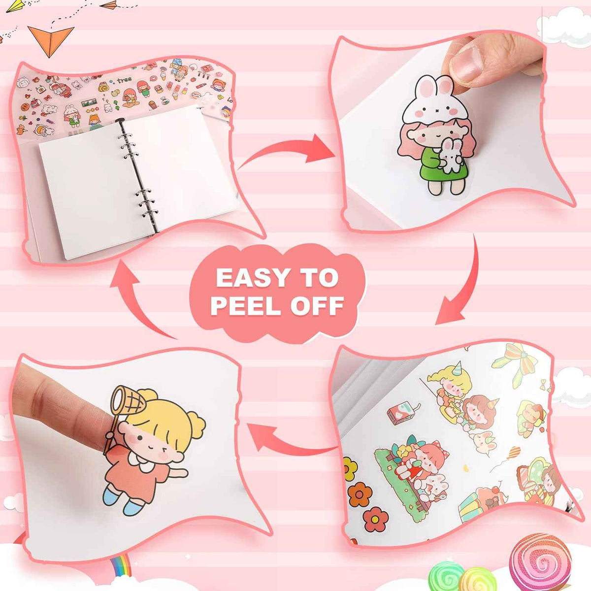 Reusable Sticker Book 60 Sheets Sticker Collecting Album Plus Size A5