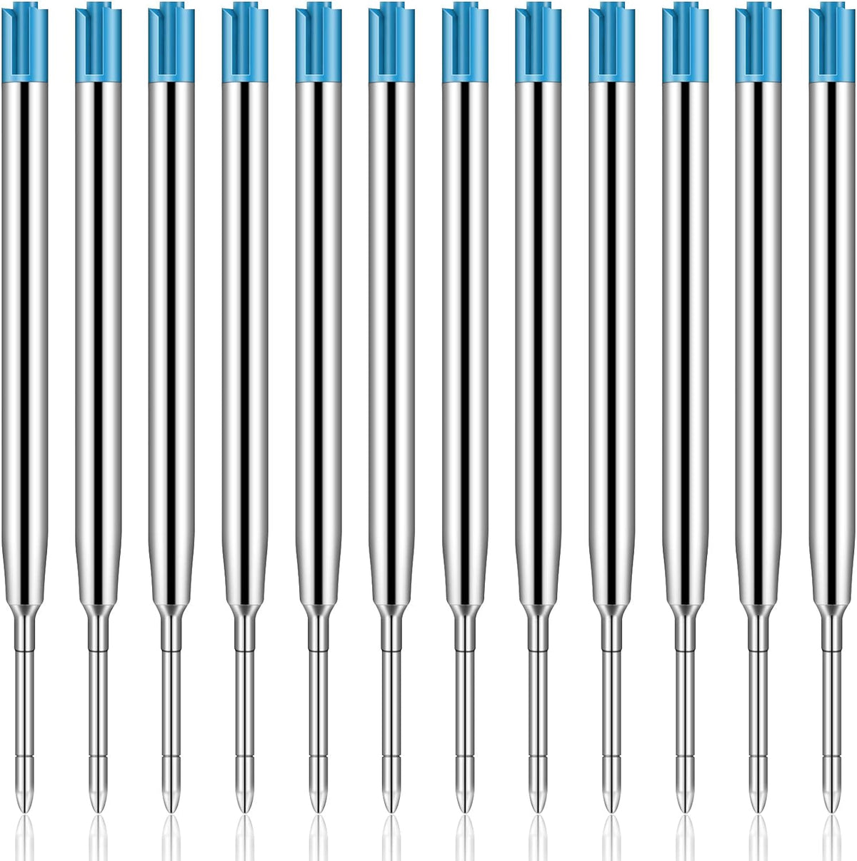 12pcs Metal Ballpoint Pen Refills Black Blue Ink 1.0mm Blue