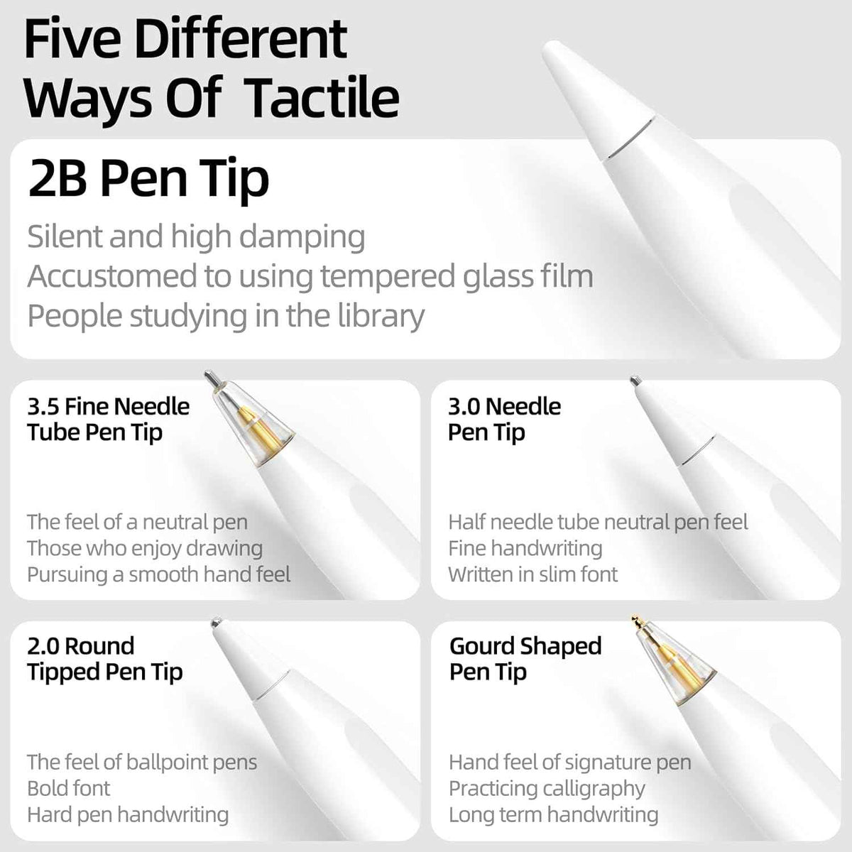 Replacement Tips for Apple Pencil Pro/USB-C/2nd Gen/1st Gen 6 Pack