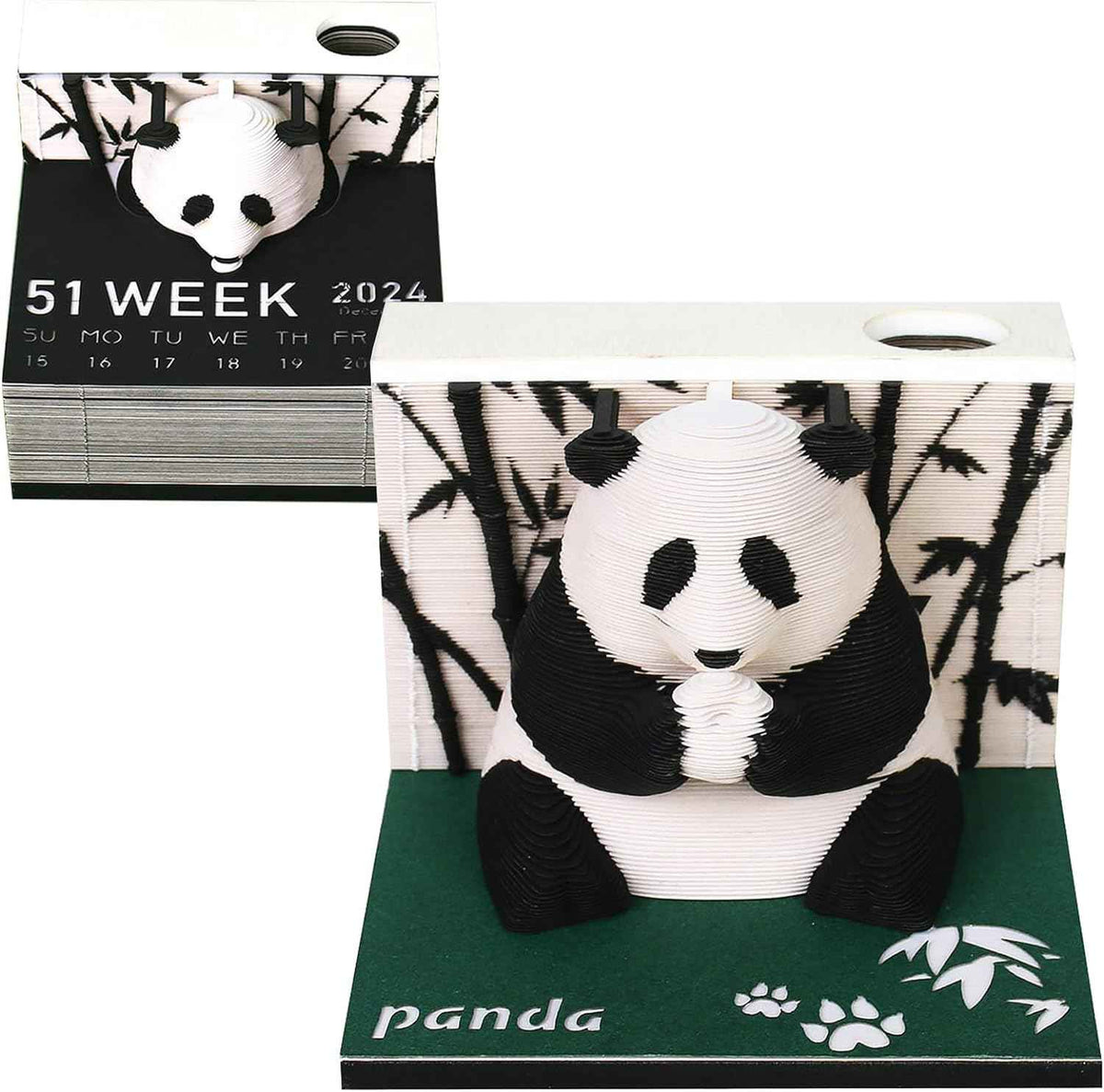 2026 Time Piece Panda 3D Calendar Memo Pad with Pen Holder