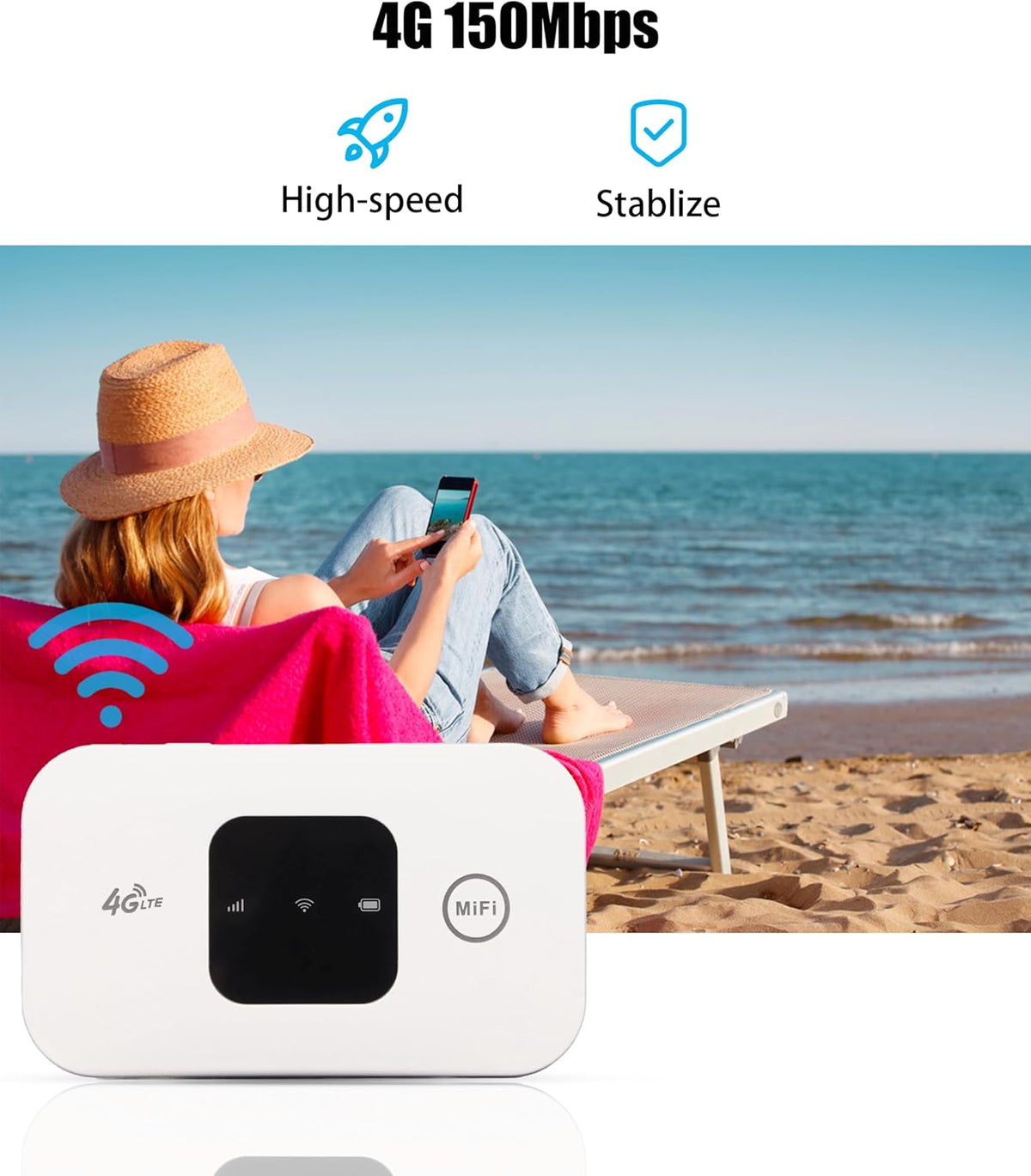 Portable 4G LTE Mobile WiFi Router for Home Office Travel