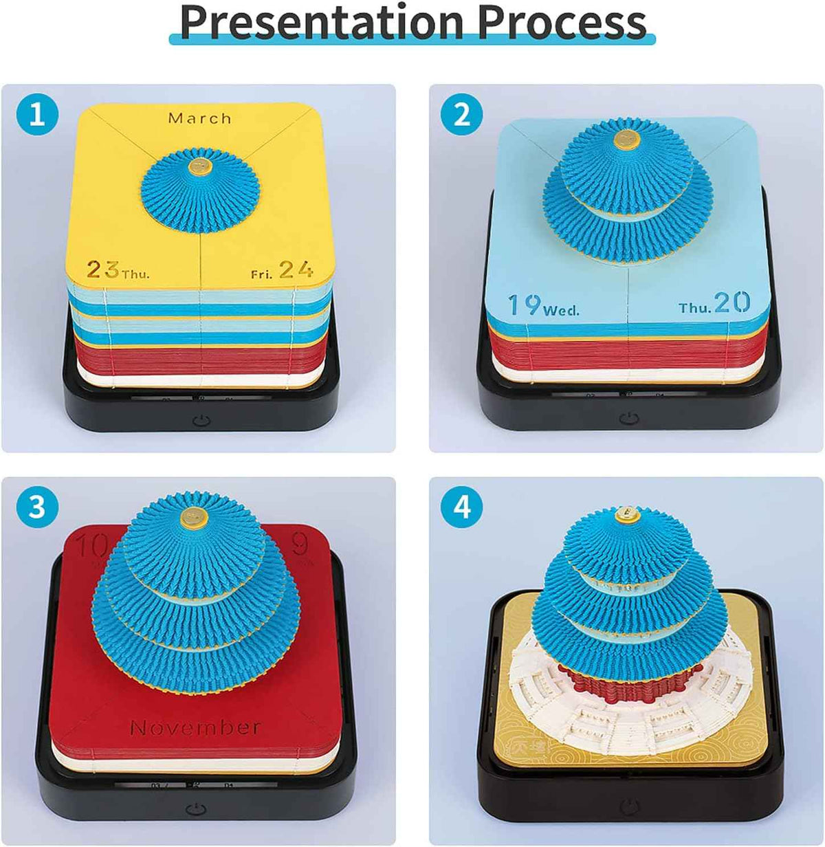2026 Desk Calendar 3D Memo Pad with Light Temple of Heaven