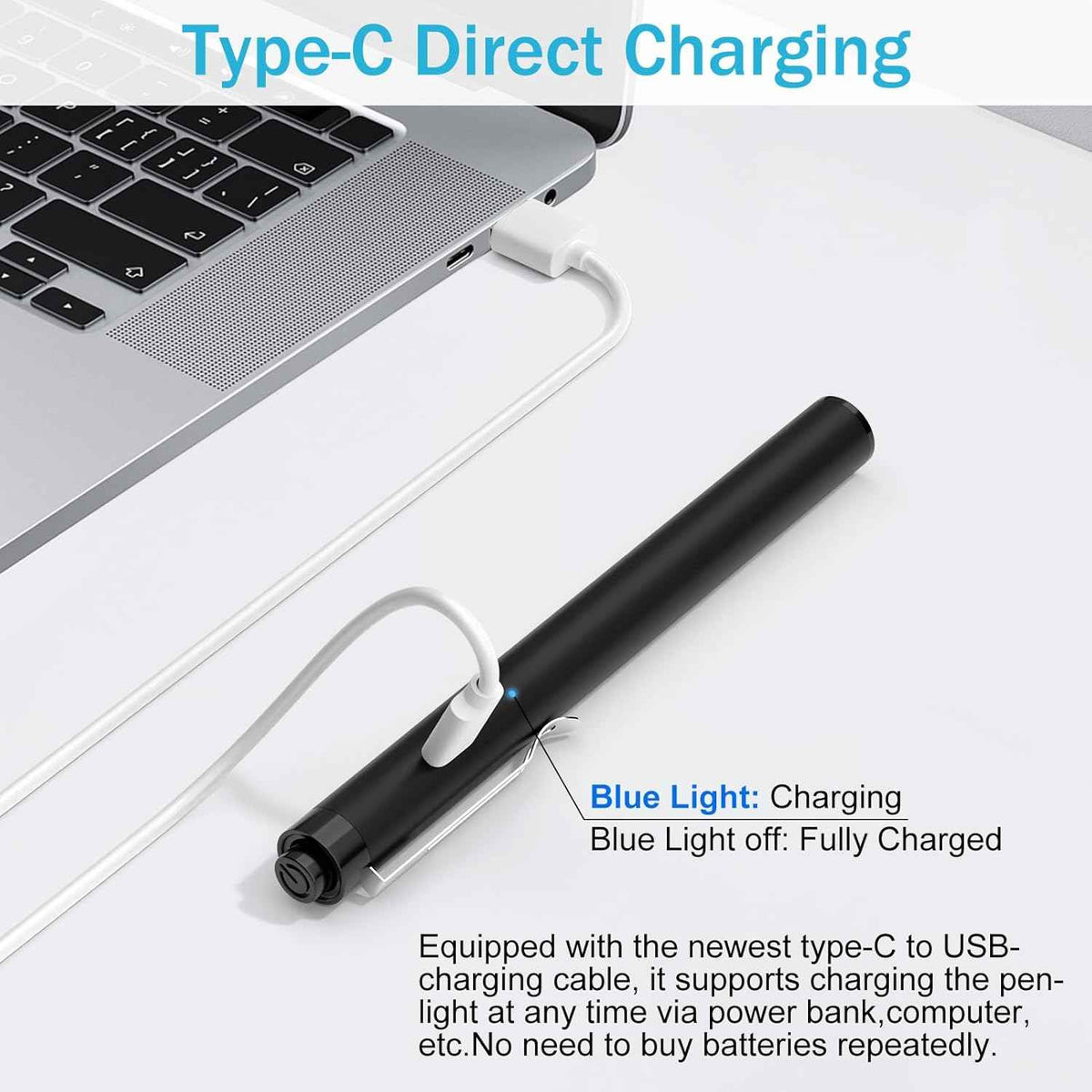 Rechargeable LED Medical Pen Lights for Nurse 2 Pack