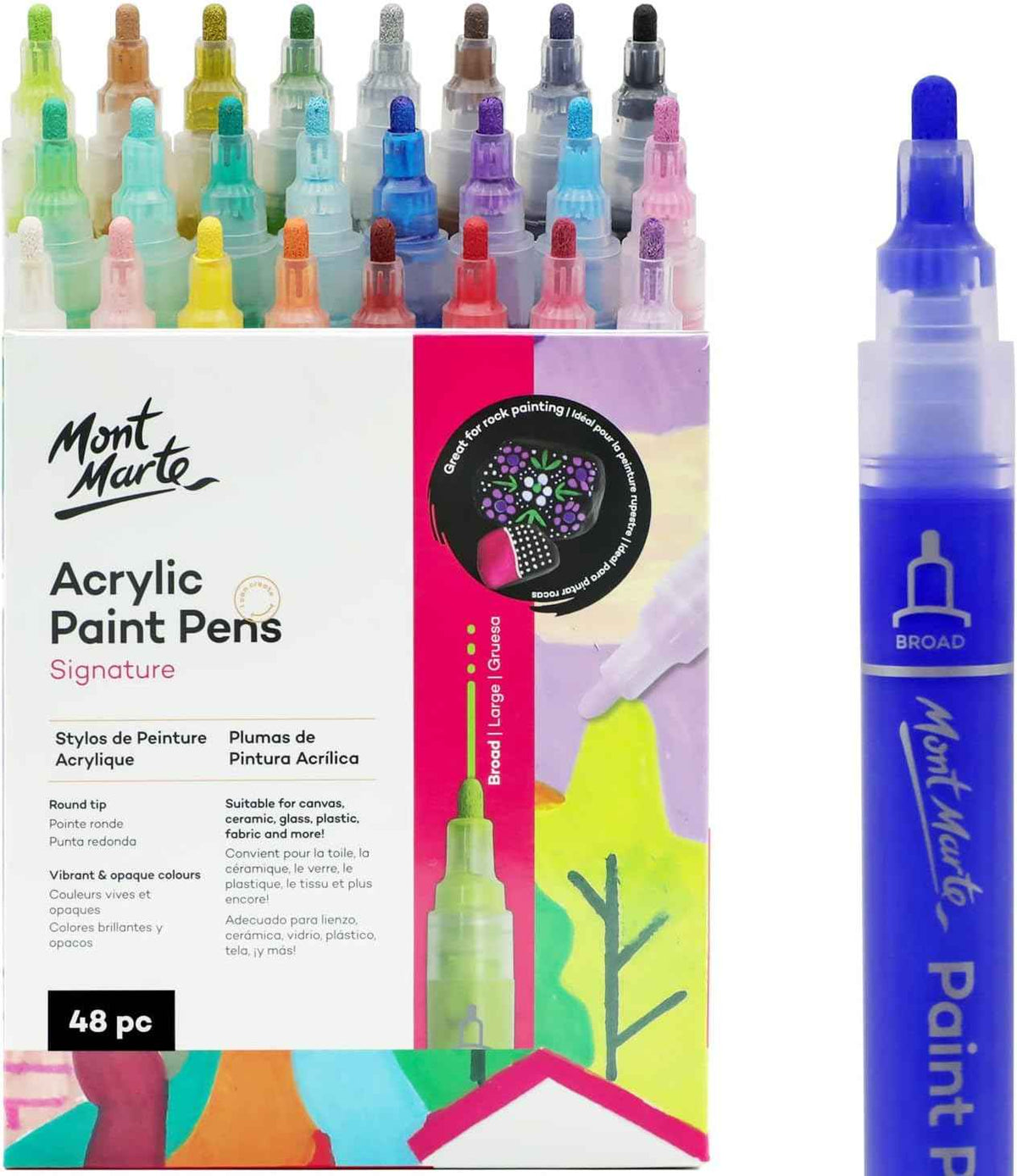 Stylos à peinture acrylique Mont Marte Signature, 48 pièces, pointe ronde (3 mm)