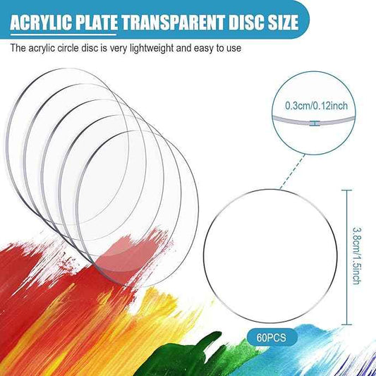 60pcs Transparent Acrylic Circle Discs for DIY Project Craft 1.5 Inch